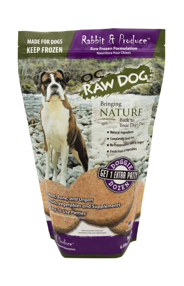 OC Raw Dog Rabbit & Produce Patties Raw Frozen Dog Food (6.5lb)
