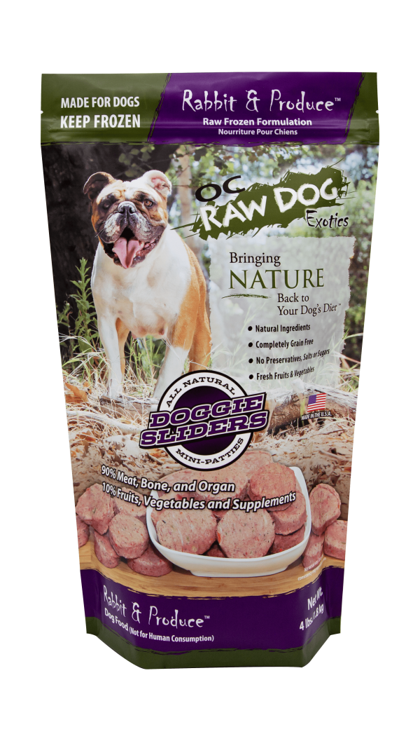 OC Raw Dog Rabbit & Produce Sliders Raw Frozen Dog Food (4lb)