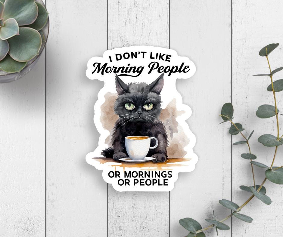 Morning People Cat Vinyl Sticker