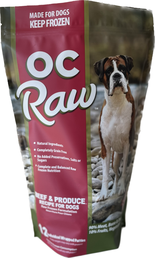 OC Raw Dog Beef & Produce Dozen Patties Raw Frozen Dog Food (6lb)