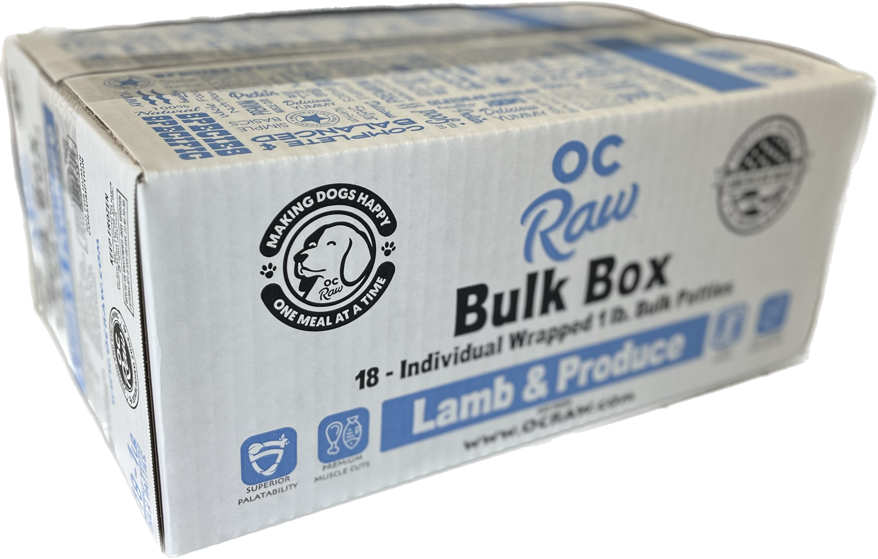 OC Raw Dog Lamb & Produce Bulk Raw Frozen Dog Food (18 lb)