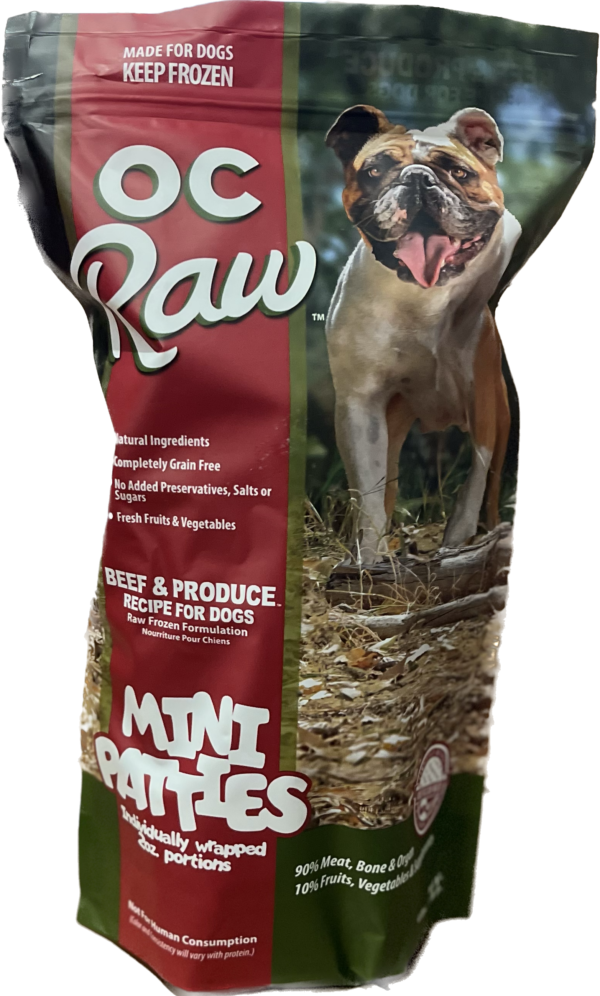 OC Raw Dog Beef & Produce Sliders Raw Frozen Dog Food (4lb)
