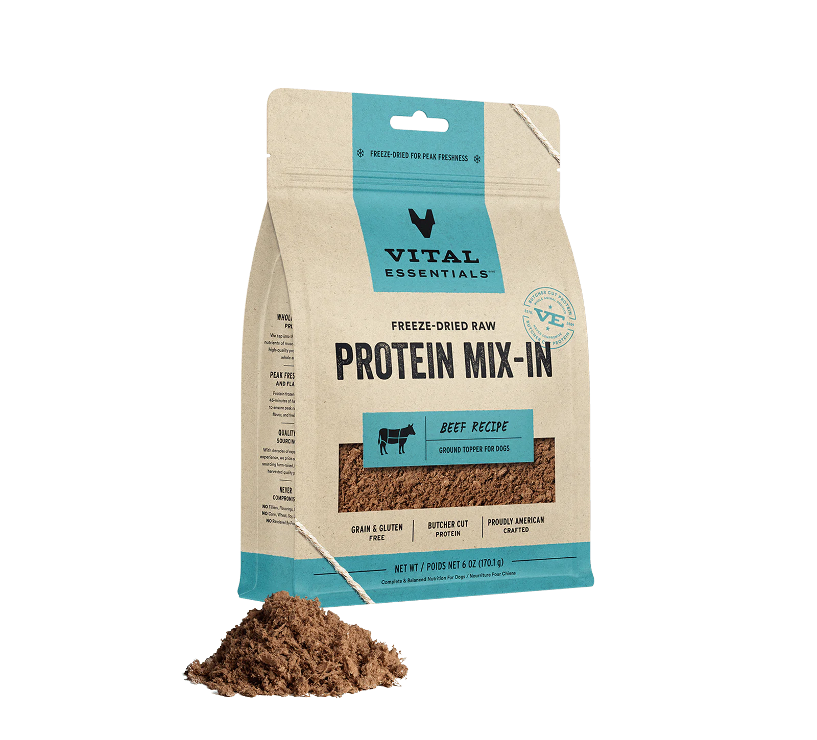 Vital Essentials Freeze-Dried Raw Protein Mix-In Ground Topper for Dogs