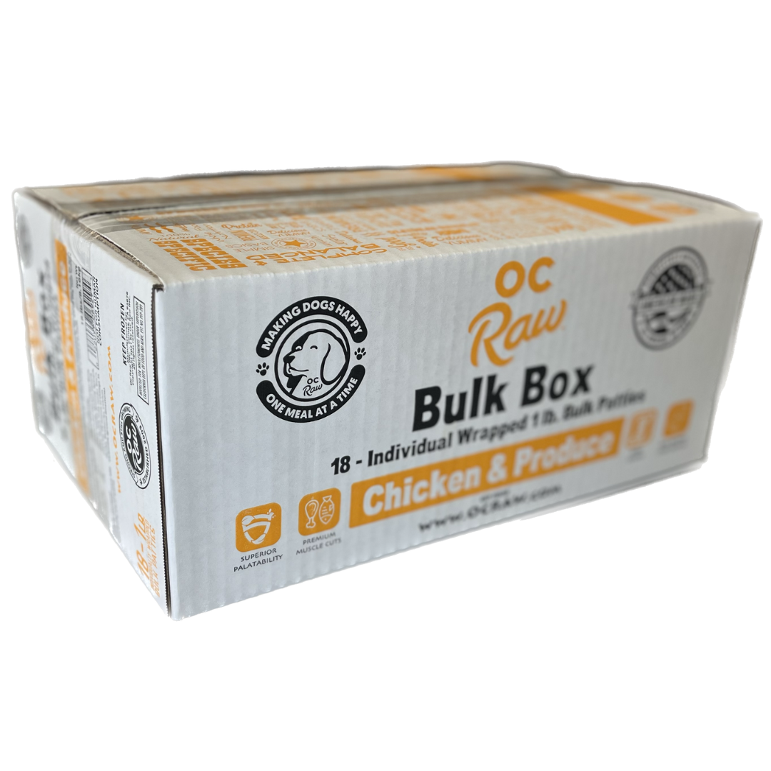 OC Raw Dog Chicken & Produce Bulk Raw Frozen Dog Food (18 lb)