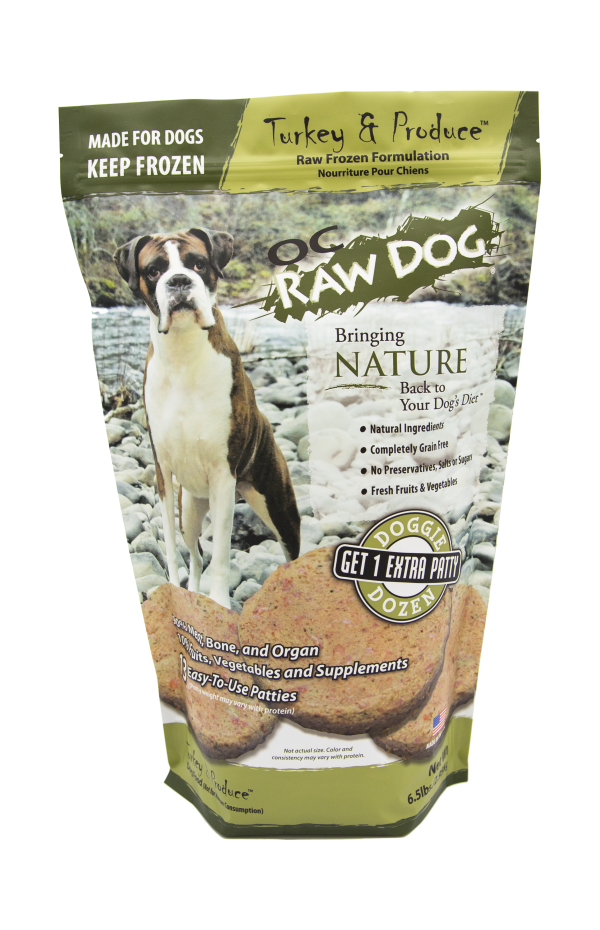 OC Raw Dog Turkey & Produce Dozen Patties Raw Frozen Dog Food (6.5lb)