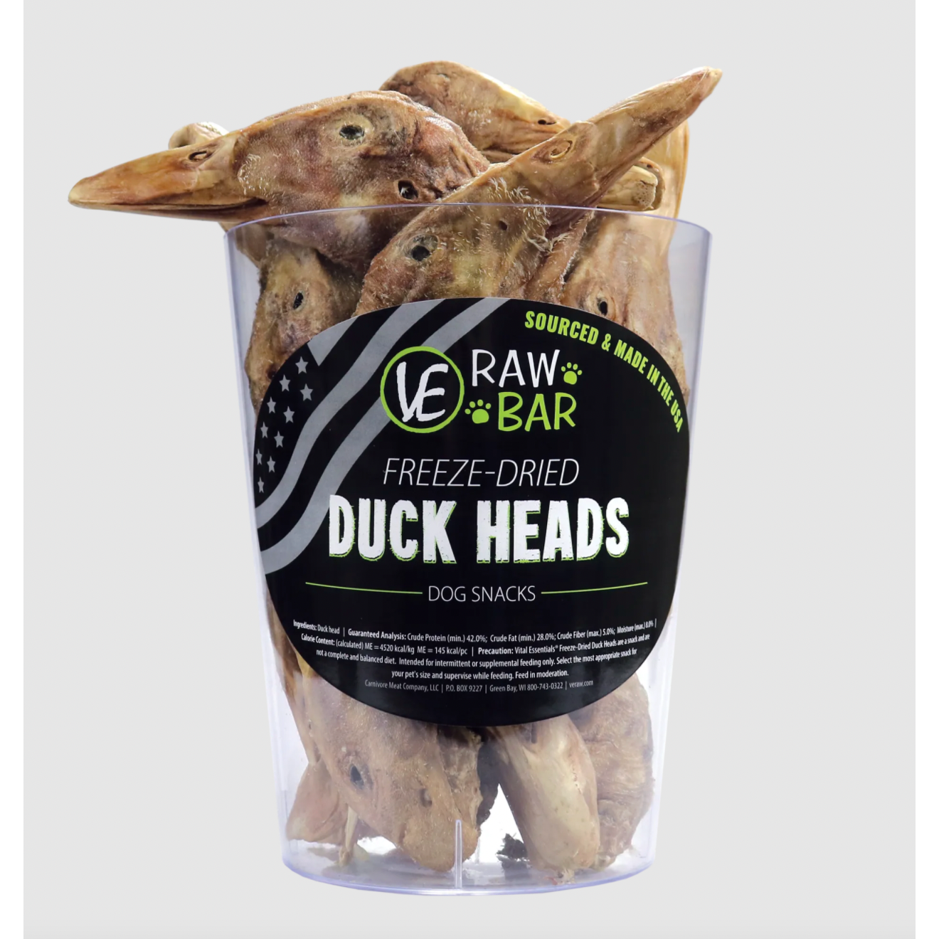 Vital Essentials Raw Bar Duck Heads Freeze-Dried Snack